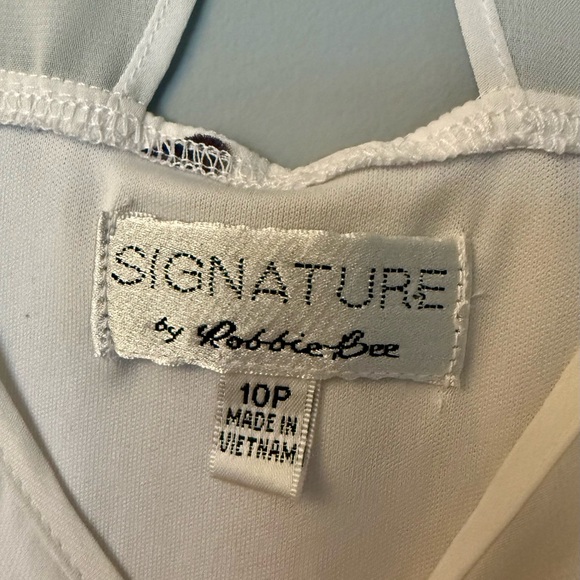 Signature by Robbie Bee White Sleeveless Floral Paint-Brush Print Chiffon Dress - Picture 8 of 10